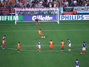 Un calcio di rigore durante un incontro dei Campionati mondiali di Germania 2006