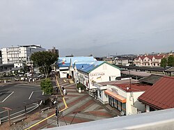 石巻駅上方から見る鋳銭場。