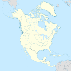 Mapa konturowa Ameryki Północnej, po lewej nieco u góry znajduje się punkt z opisem „Juneau”