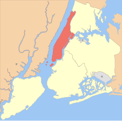 Borough of Manhattan shown in orange.