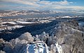 Pogled z vrha komunikacijskega stolpa na Uetliberg.