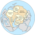 Pannotia, 545 Mya (disputed [clarification needed]), centered on South Pole