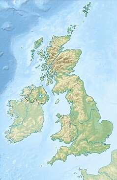 Mapa konturowa Wielkiej Brytanii, w centrum znajduje się punkt z opisem „Firth of Clyde”