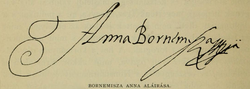 Bornemisza Anna aláírása