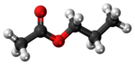 Ball-and-stick model of the propyl acetate molecule