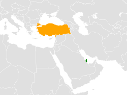 Haritada gösterilen yerlerde Qatar ve Turkey