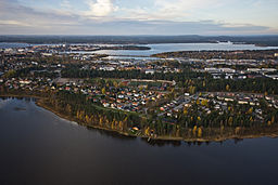 Flygfoto över bostadsområdet Bergviken i Luleå