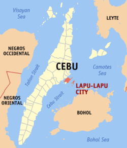 Mapa han Sugbo nga nagpapakita kon hain nahamutang an Syudad han Lapu-Lapu