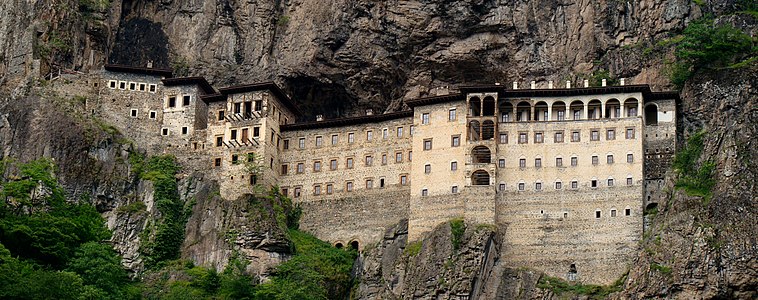 The Sumela Monastery, seized during the Russian occupation of Trabazon in World War I, and abandoned in the postwar population exchanges between Greece and Turkey.