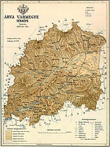 Poziția localității Comitatul Árva