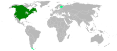 Verde escuro - nativo; Verde claro - introduzido