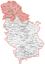 Kaart van die Vojvodina in Serwië