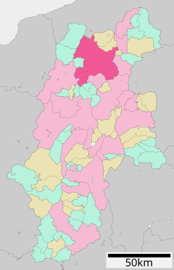 Location of Nagano in Nagano Prefectur