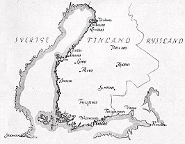 Kaart met belangrijke locaties van de Finse Oorlog