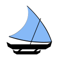 Single-outrigger proa: single mast with crab claw sail. The vessel is double-ended and is shunted, not tacked.