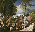 La bacanal de los andrios, de Tiziano, 1518-1519.