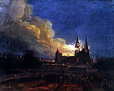 1836 Fournier-Désormes Incendie de la cathédrale de Chartres du 4 juin, huile sur toile, 75 × 92 cm,  Classé MH (1982)[155].