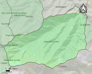 Carte de la ZNIEFF de type 1 sur la commune.