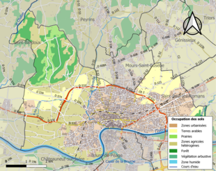 Carte en couleurs présentant l'occupation des sols.