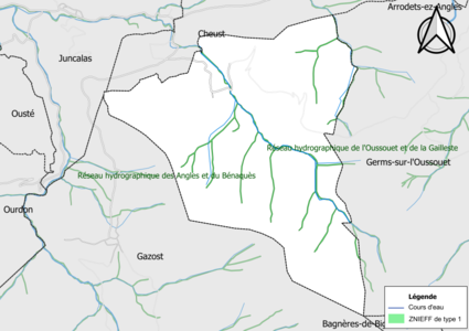 Carte de la ZNIEFF de type 1 sur la commune.