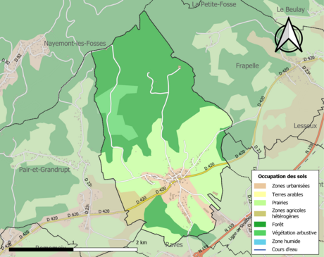 Carte en couleurs présentant l'occupation des sols.