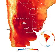 Heat wave intensification. Events like the 2022 Southern Cone heat wave are becoming more common.[279]