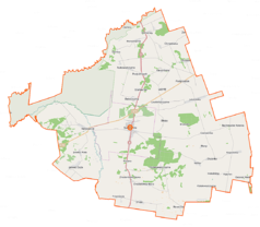 Mapa konturowa gminy Suchowola, po prawej nieco na dole znajduje się punkt z opisem „Morgi”