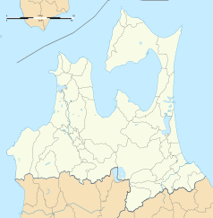 Mapa konturowa Aomori, blisko centrum po lewej na dole znajduje się punkt z opisem „Fujisaki”