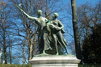 « O génio belga que guia o Congo » (Monument General Thys, Cinquentenário, Bruxelas).