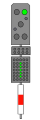 Lichtsignal Zp 9 (grüner Streifen) an einem Hl-Signal