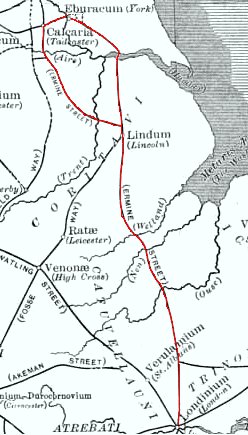 Map showing Ermine Street