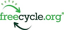 Typeset freecycle.org, surrounded by two arrows