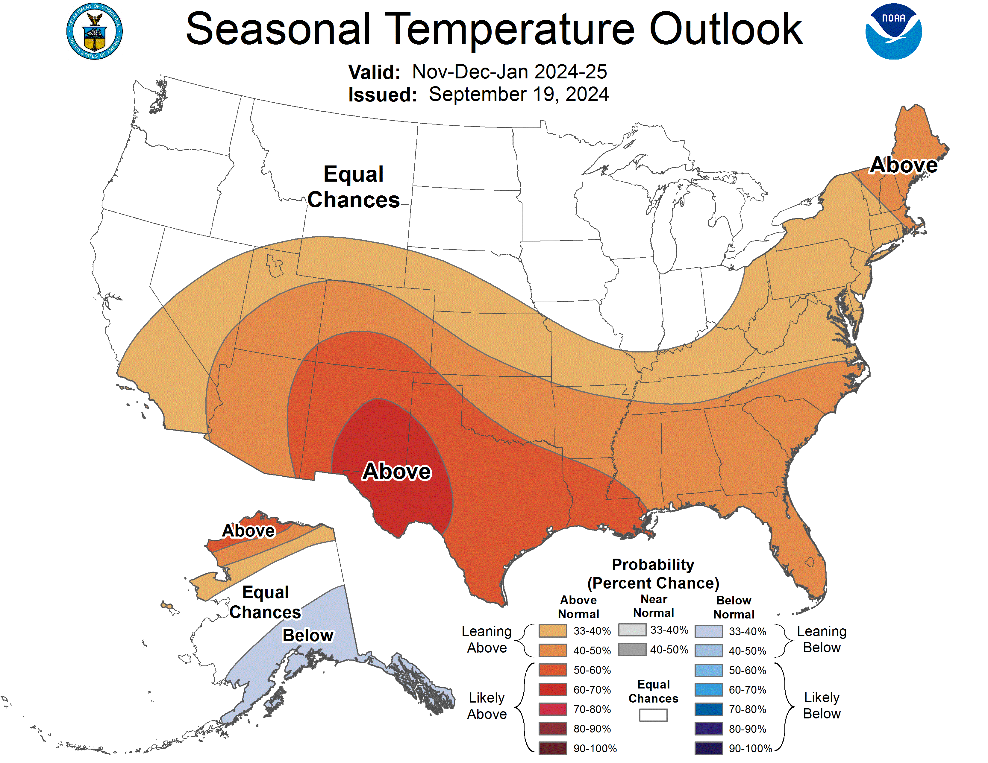 united states 3 month temperature forecast