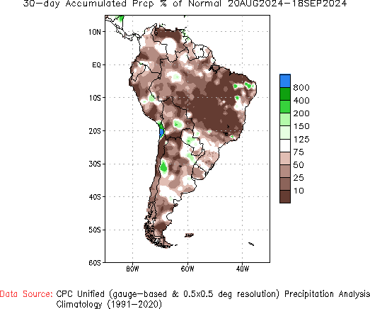 30-Day % of Normal Precipitation