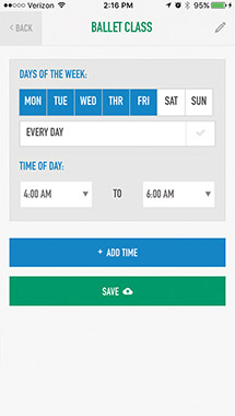 Define schedule & save (to create round trip)