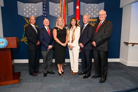 Secretary of the Army Hon. Christine Wormuth hosts a Civilian Aides to the Secretary of the Army (CASA) Investiture ceremony to five new CASA&#39;s at the Pentagon&#39;s Hall of Heroes, Sept. 10, 2024, Dick Burch, John Driscoll, Bob Fitton, Aaron...