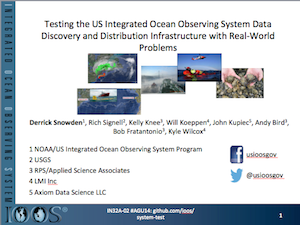 Testing the US Integrated Ocean Observing System Data Discovery and Distribution Infrastructure with Real-World Problems