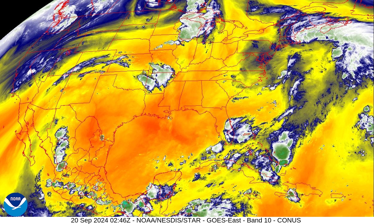 Band 10 - 7.3 µm - Lower-level Water Vapor - IR - 20 Sep 2024 - 0246 UTC