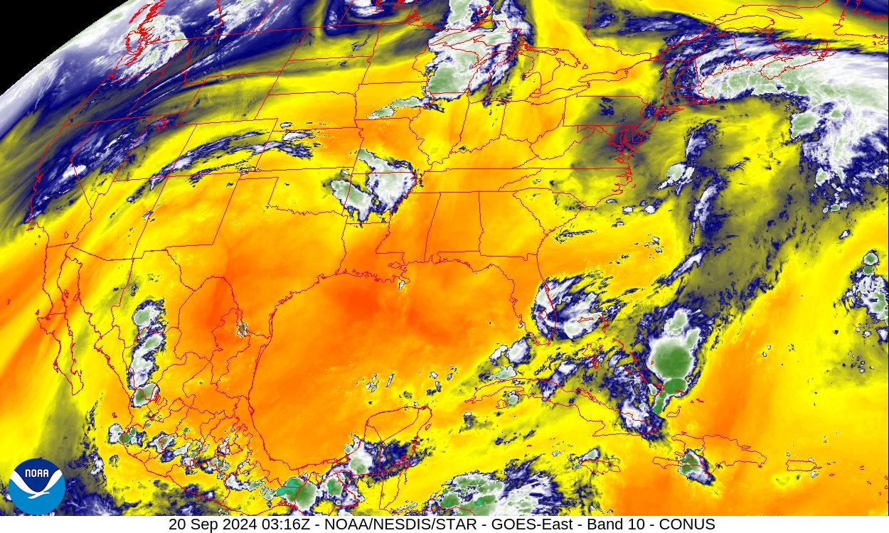 Band 10 - 7.3 µm - Lower-level Water Vapor - IR - 20 Sep 2024 - 0316 UTC