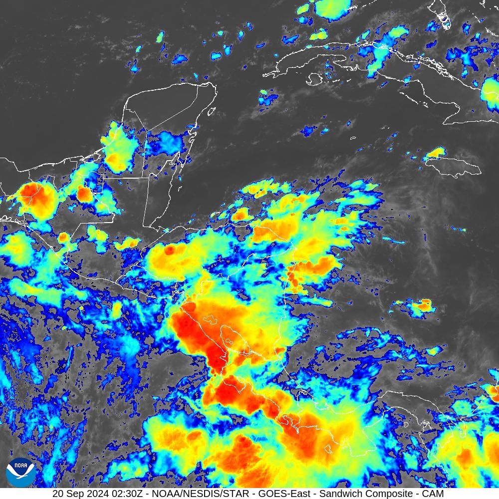 Sandwich - Blend combines IR band 13 with visual band 3 - 20 Sep 2024 - 0230 UTC