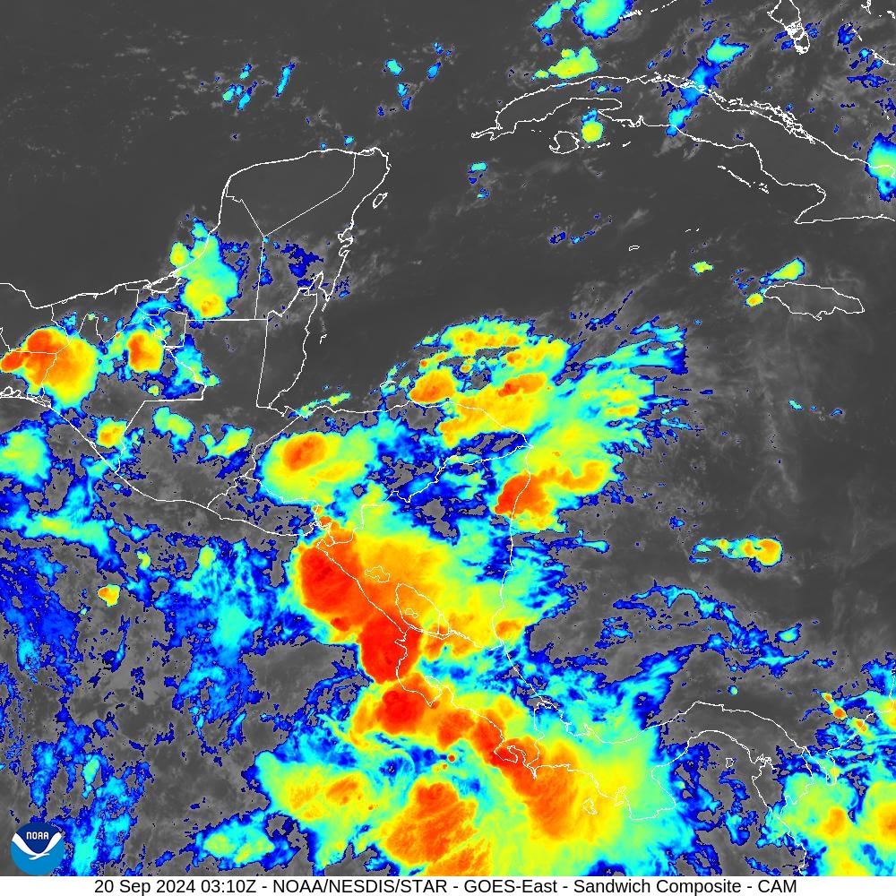 Sandwich - Blend combines IR band 13 with visual band 3 - 20 Sep 2024 - 0310 UTC