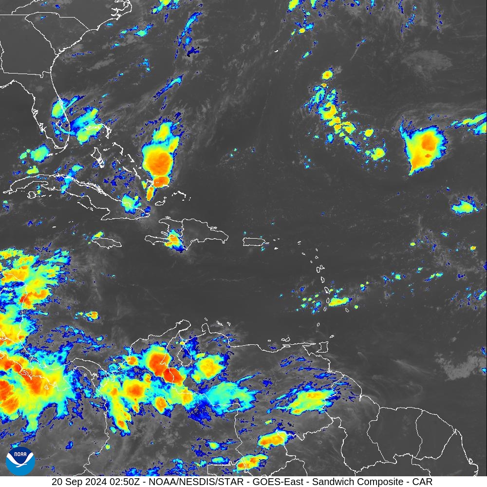 Sandwich - Blend combines IR band 13 with visual band 3 - 20 Sep 2024 - 0250 UTC