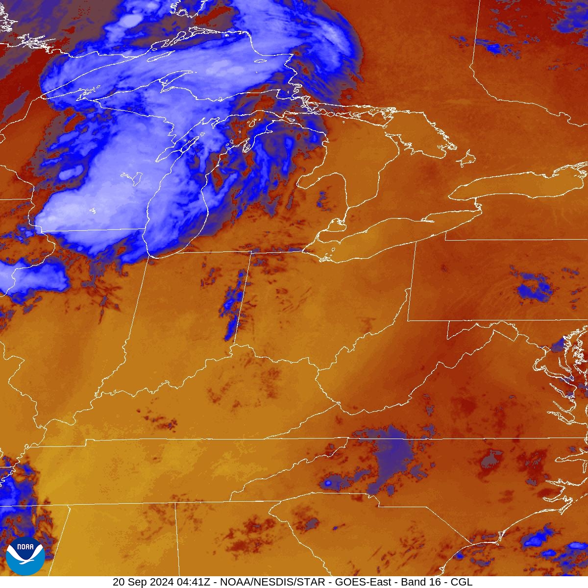 Band 16 - 13.3 µm - CO₂ Longwave - IR - 20 Sep 2024 - 0441 UTC