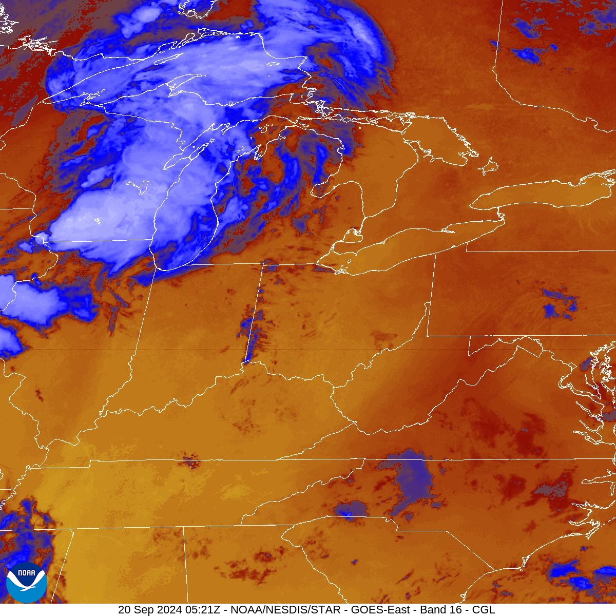 Band 16 - 13.3 µm - CO₂ Longwave - IR - 20 Sep 2024 - 0521 UTC