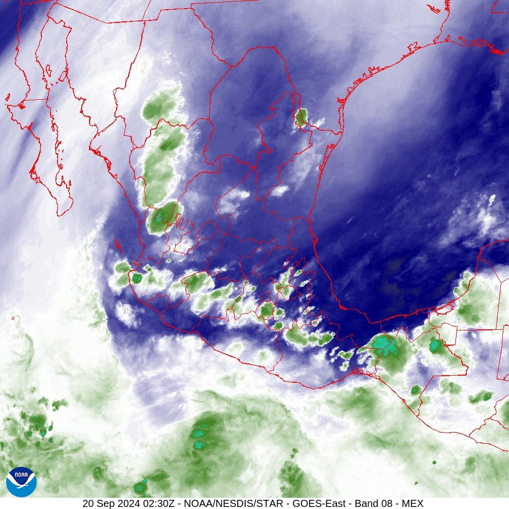 Band 8 - 6.2 µm - Upper-Level Water Vapor - IR  - 20 Sep 2024 - 0230 UTC