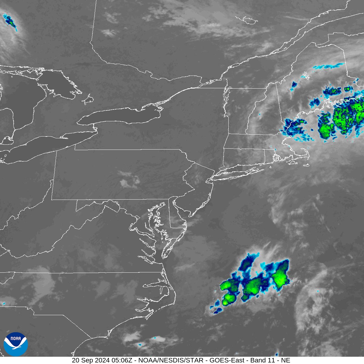 Band 11 - 8.4 µm - Cloud Top - IR - 20 Sep 2024 - 0506 UTC