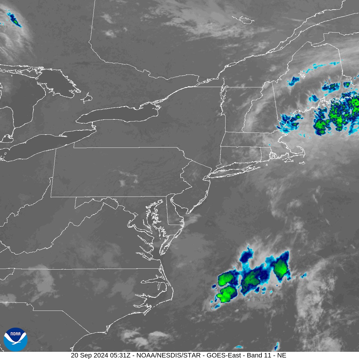 Band 11 - 8.4 µm - Cloud Top - IR - 20 Sep 2024 - 0531 UTC