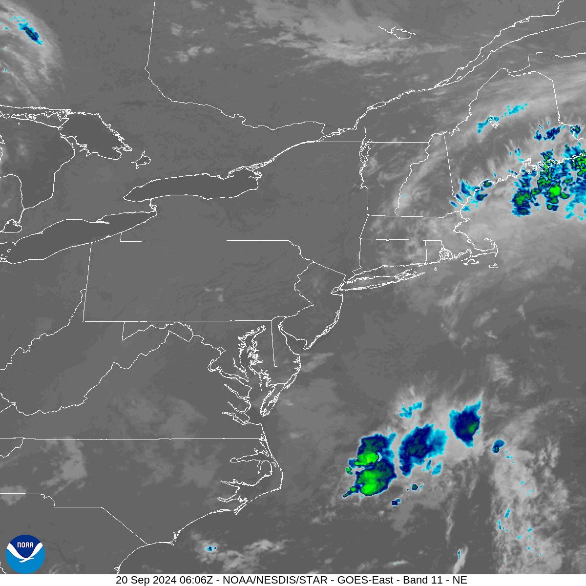 Band 11 - 8.4 µm - Cloud Top - IR - 20 Sep 2024 - 0606 UTC