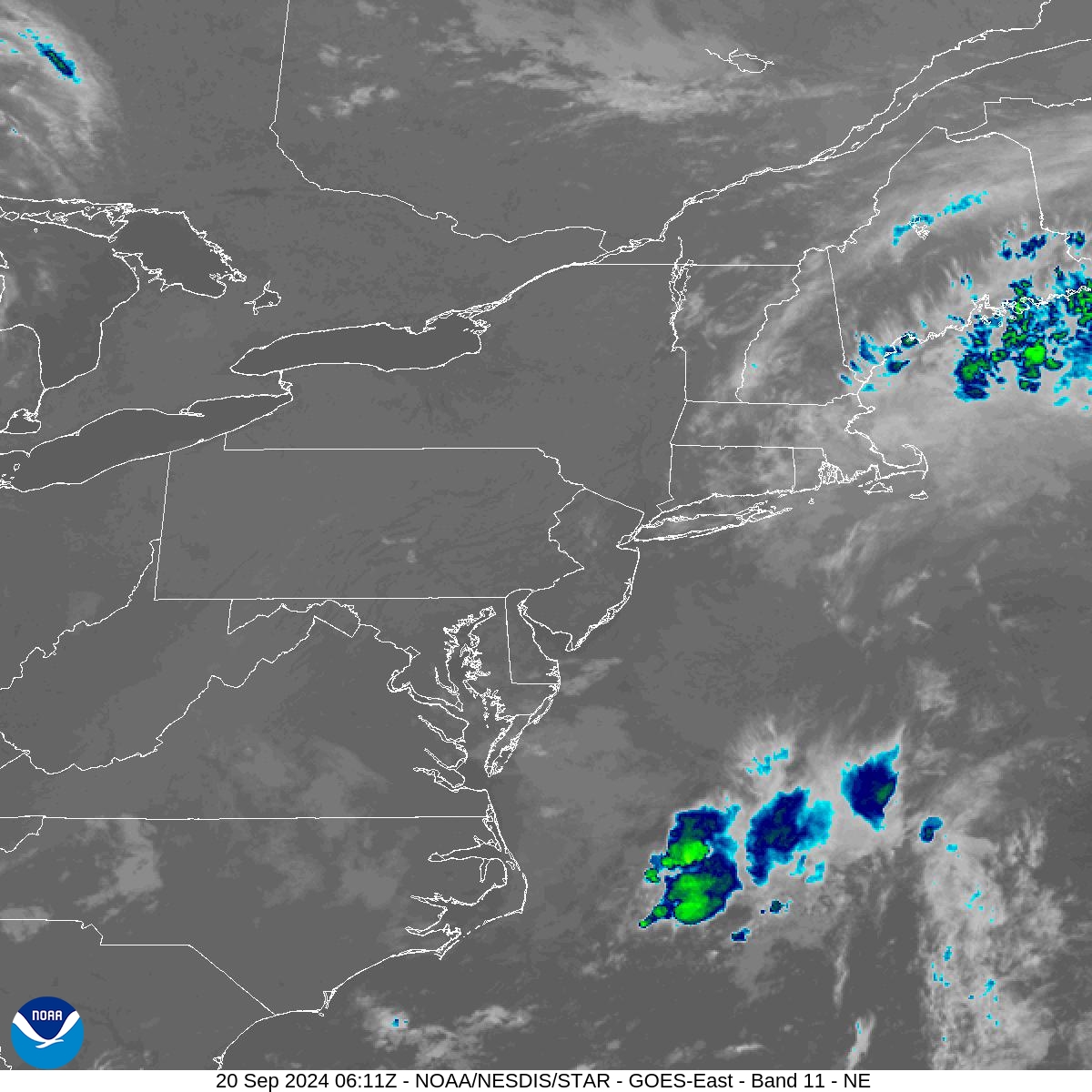 Band 11 - 8.4 µm - Cloud Top - IR - 20 Sep 2024 - 0611 UTC