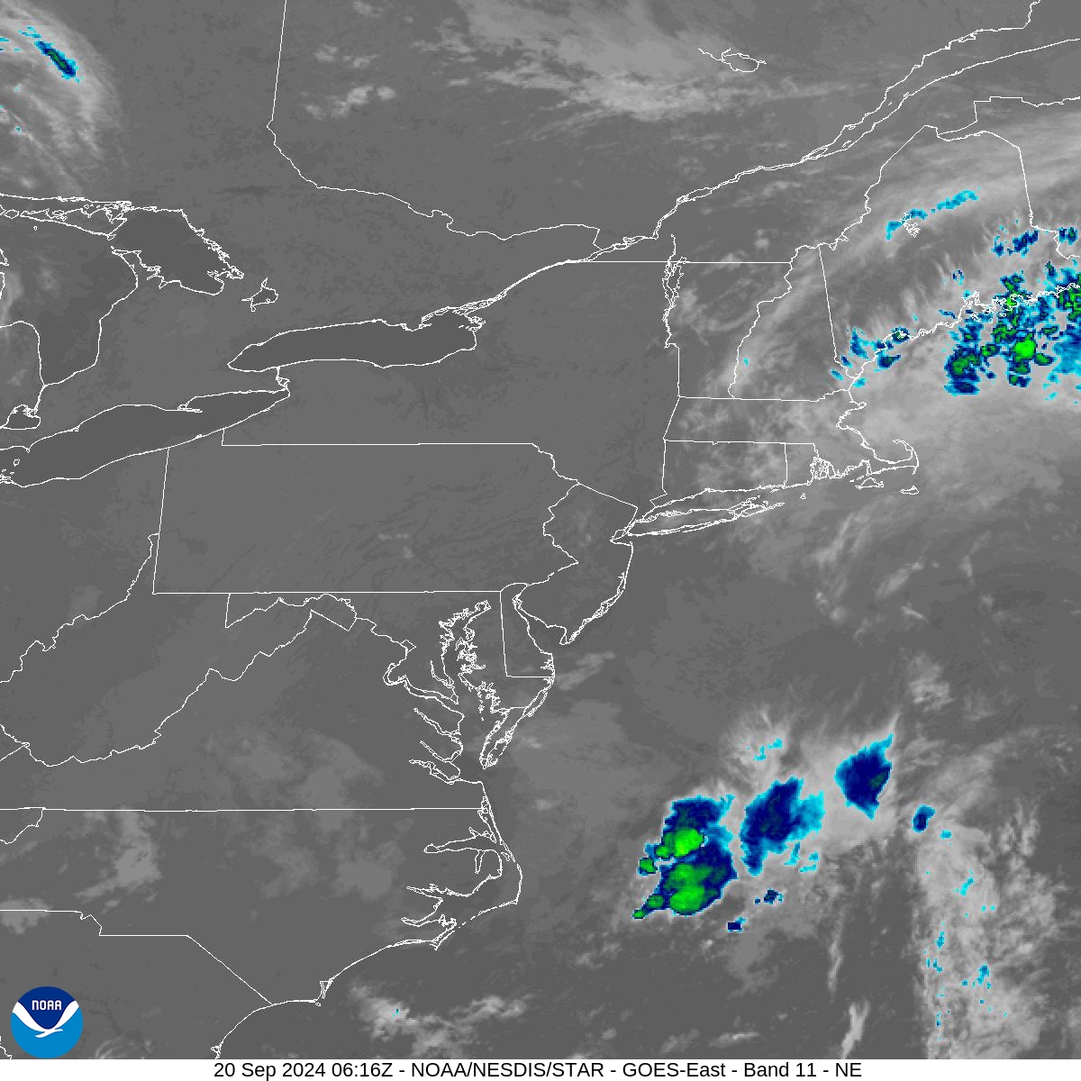 Band 11 - 8.4 µm - Cloud Top - IR - 20 Sep 2024 - 0616 UTC